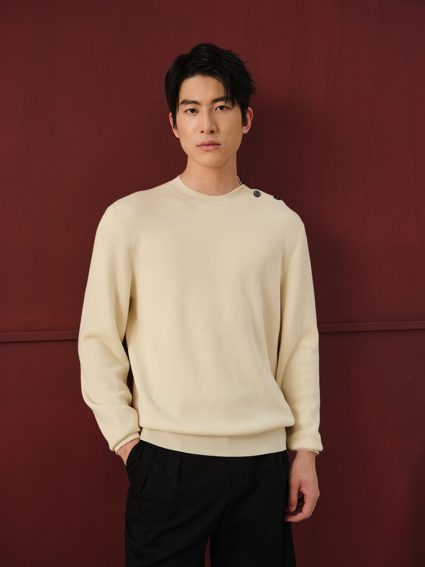 RIBBED CREW IN COTTON
